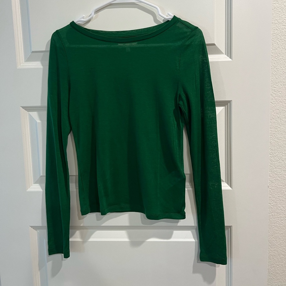 Madewell Sheer Green Long Sleeve Top